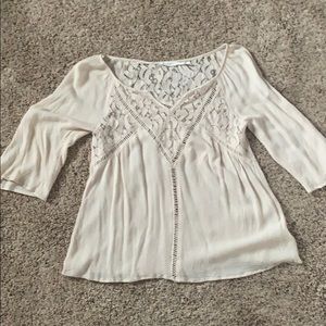 Beige lacey blouse with 3/4 sleeves